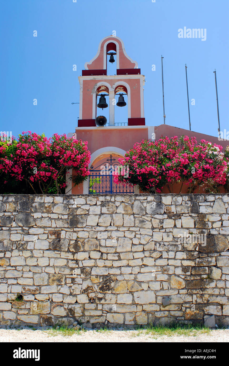 Glockenturm, Fiscardo, Kefalonia, Ionische Inseln, Griechenland Stockfoto