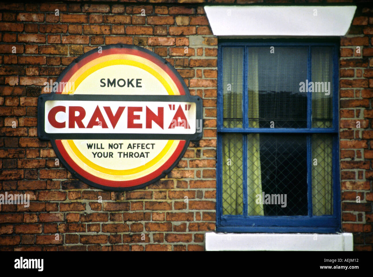 Craven A emailliert Tabakwerbung Werbung hat keine Auswirkungen auf den Hals Stockfoto