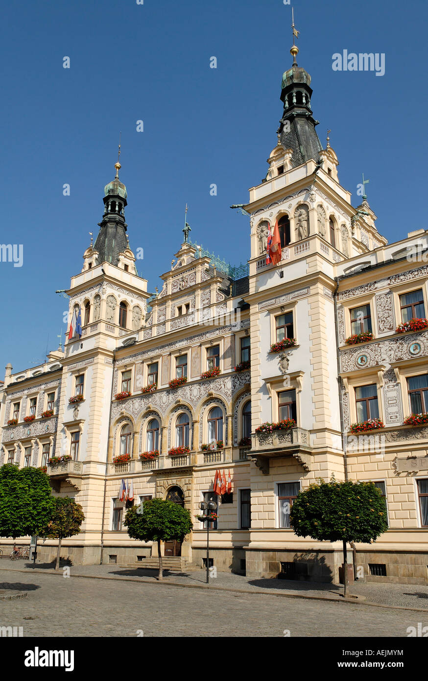 Historische alte Stadt Pardubice Labe, Elbe, Ostböhmen, Tschechien Stockfoto