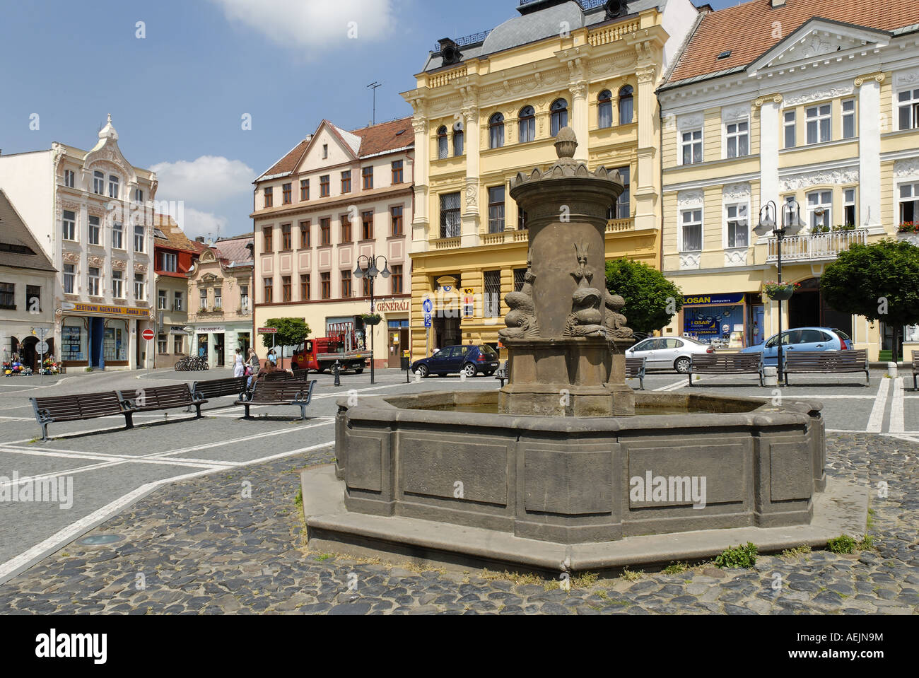 Altstadt-Platz von Ceska Lipa, Böhmen, Tschechien Stockfoto