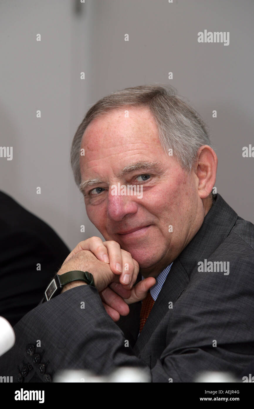Wolfgang Schäuble (CDU) lächelnd, Bundesminister des Innern, Deutschland Stockfoto