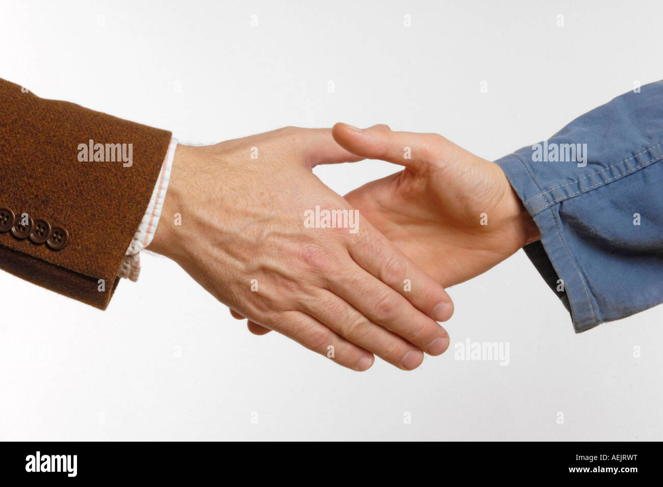 Handshake, Arbeitnehmer - Arbeitgeber. Stockfoto