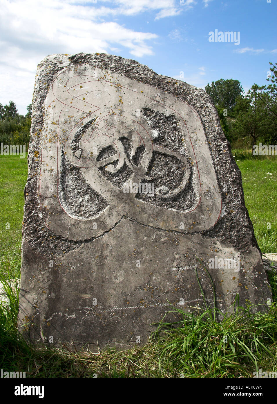 Bild Stein der Wikingerzeit in der Nähe von Tofta, Gotland, Schweden Stockfoto