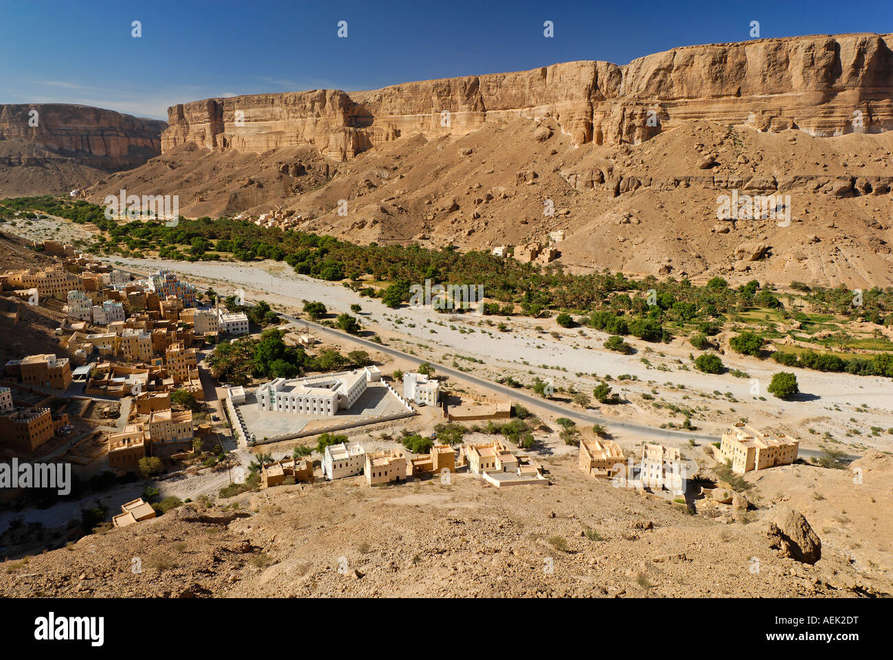 Dorf von Khaylla, Khaylah, Wadi Doan, Hadramaut, Jemen Stockfoto