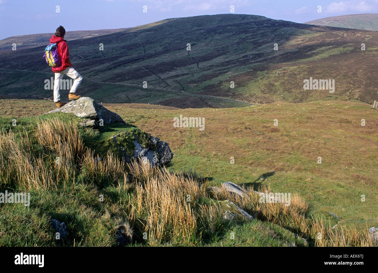 Wanderer in Sperrin Mountains, Grafschaft Tyrone, Nordirland, Großbritannien Stockfoto
