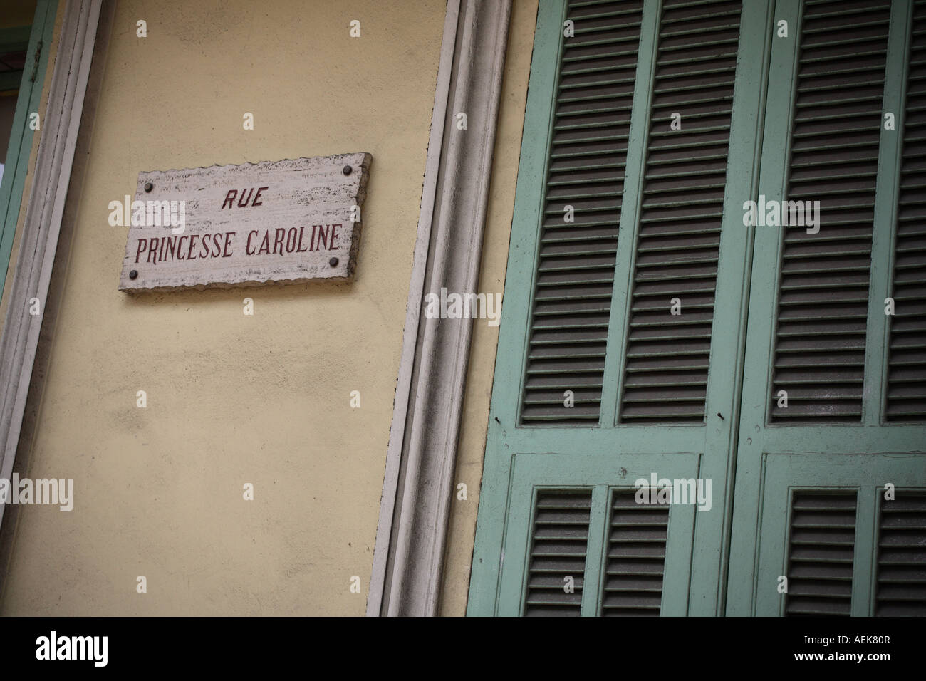 Die Rue Princesse Caroline, Monte Carlo, Monaco. Stockfoto