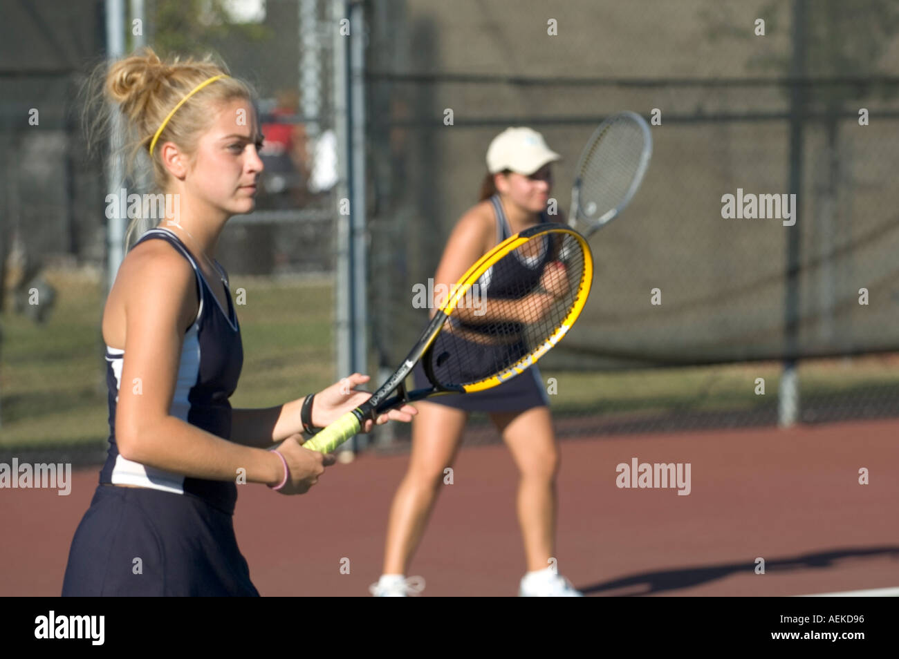 High School-Tennis-Match Stockfoto