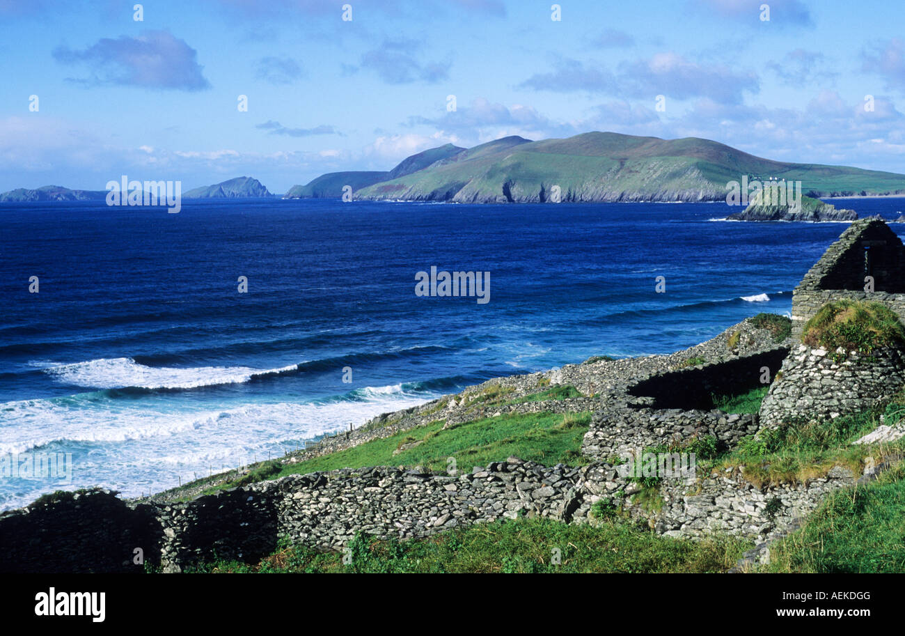 Blasket Islands und Slea Head Dingle Halbinsel County Kerry Irland Irland Atlantic Rollen Stockfoto