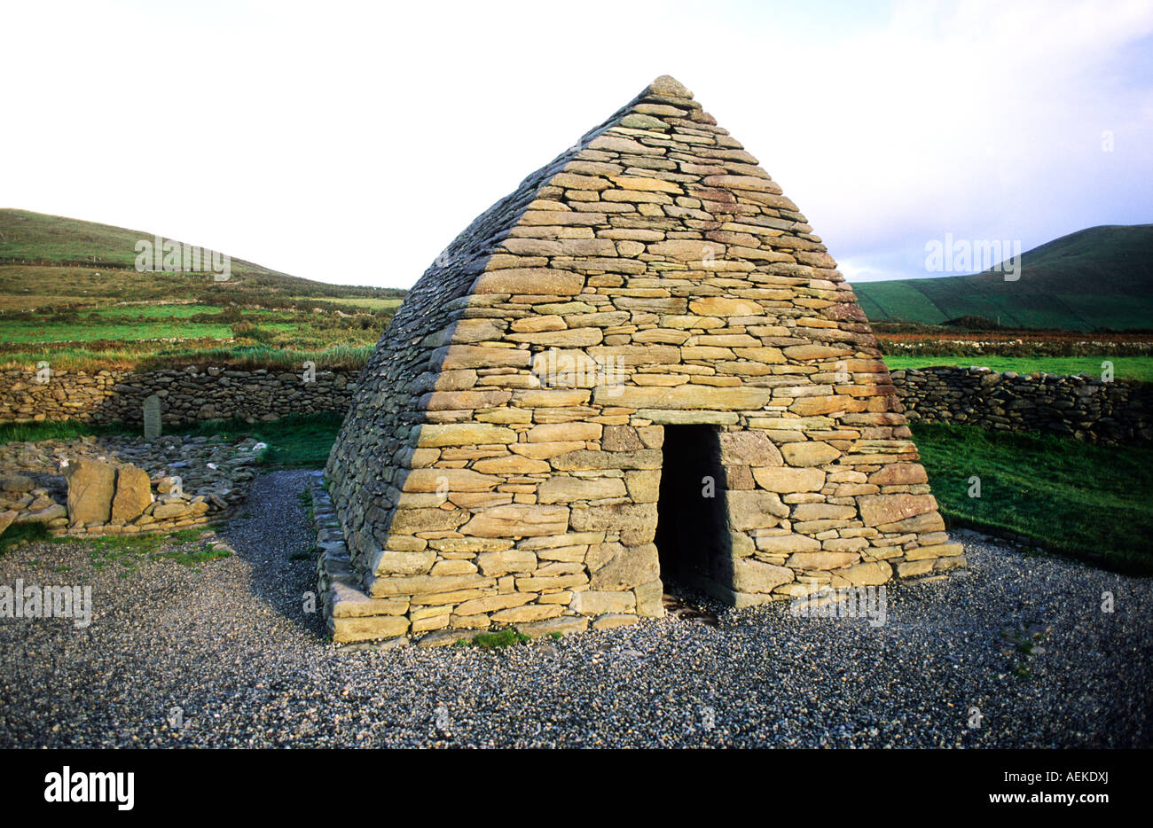 Früher christliche irische Architektur Gallarus Oratorium unmortared trockene Stein Dingle Halbinsel County Kerry Irland Südirland Stockfoto