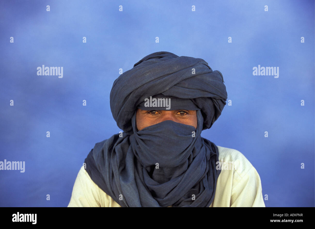 Libyen Ghat Mann der Tuareg Stamm Portrait Stockfoto