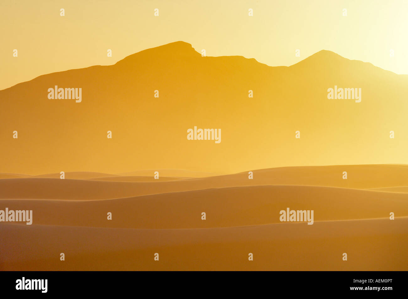 Sonnenuntergang über Dünen White Sands National Monument New Mexico Stockfoto