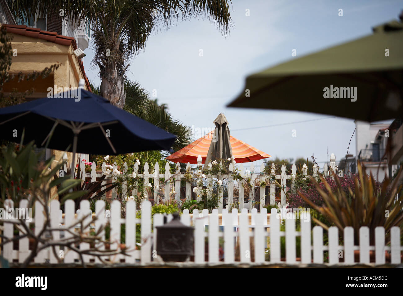 Strand-Stil Terrassen in Manhattan Beach, Los Angeles County, Kalifornien, USA Stockfoto