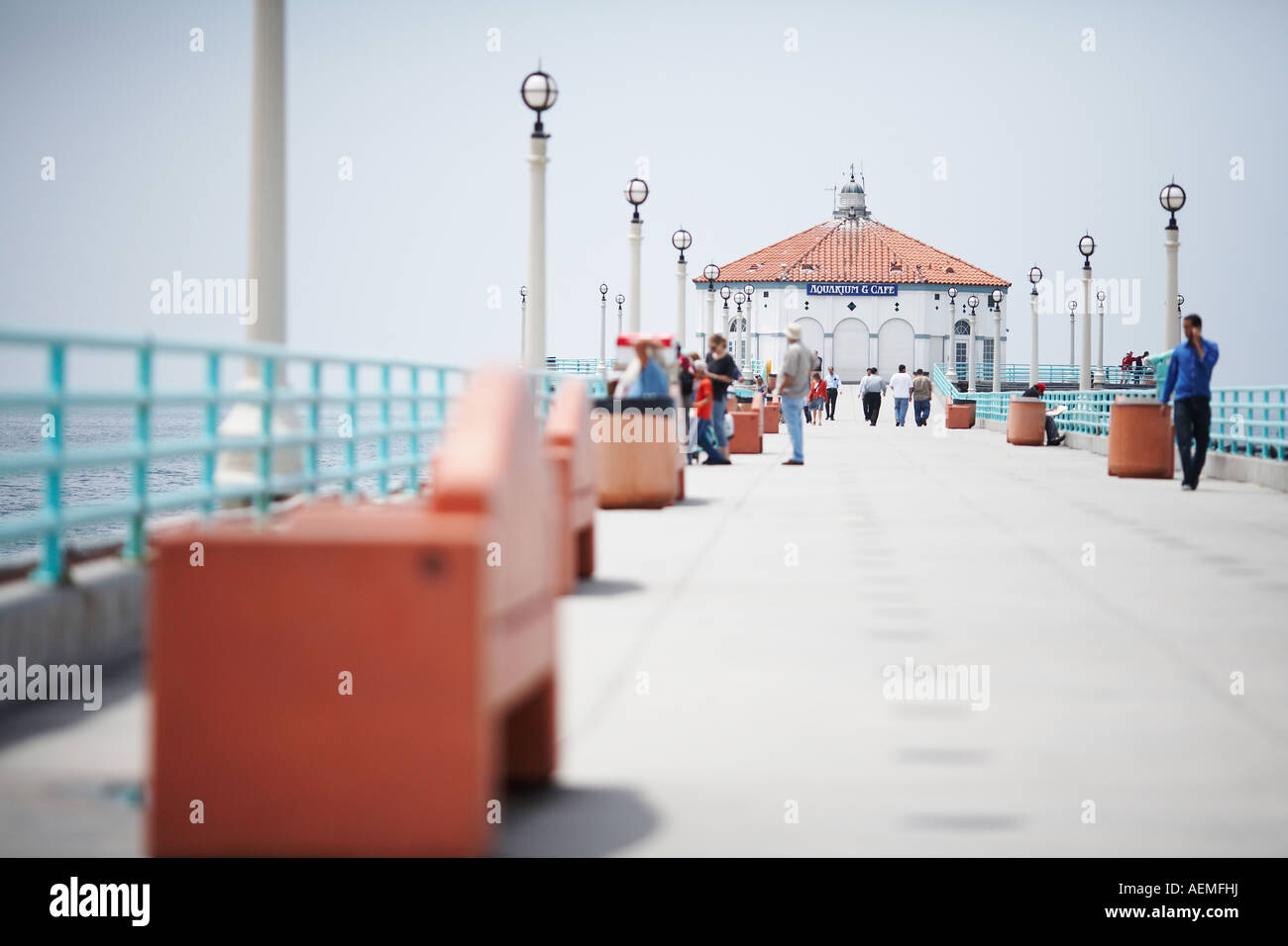 Pier-Gehweg in Manhattan Beach, Los Angeles County, Kalifornien, USA Stockfoto