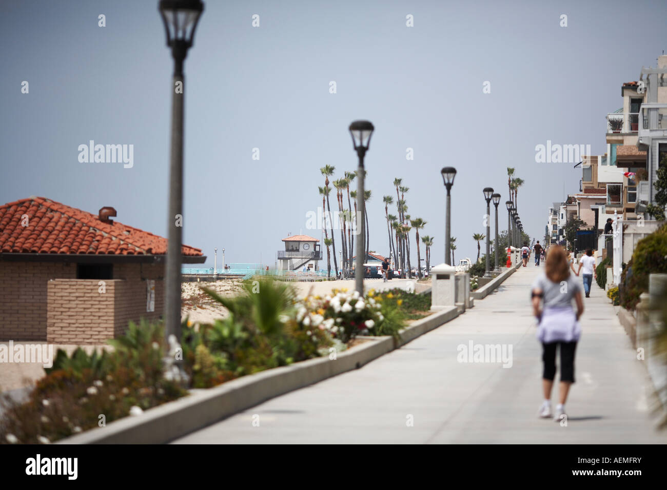 Der Strand Gehweg in Manhattan Beach, Los Angeles County, Kalifornien, USA Stockfoto