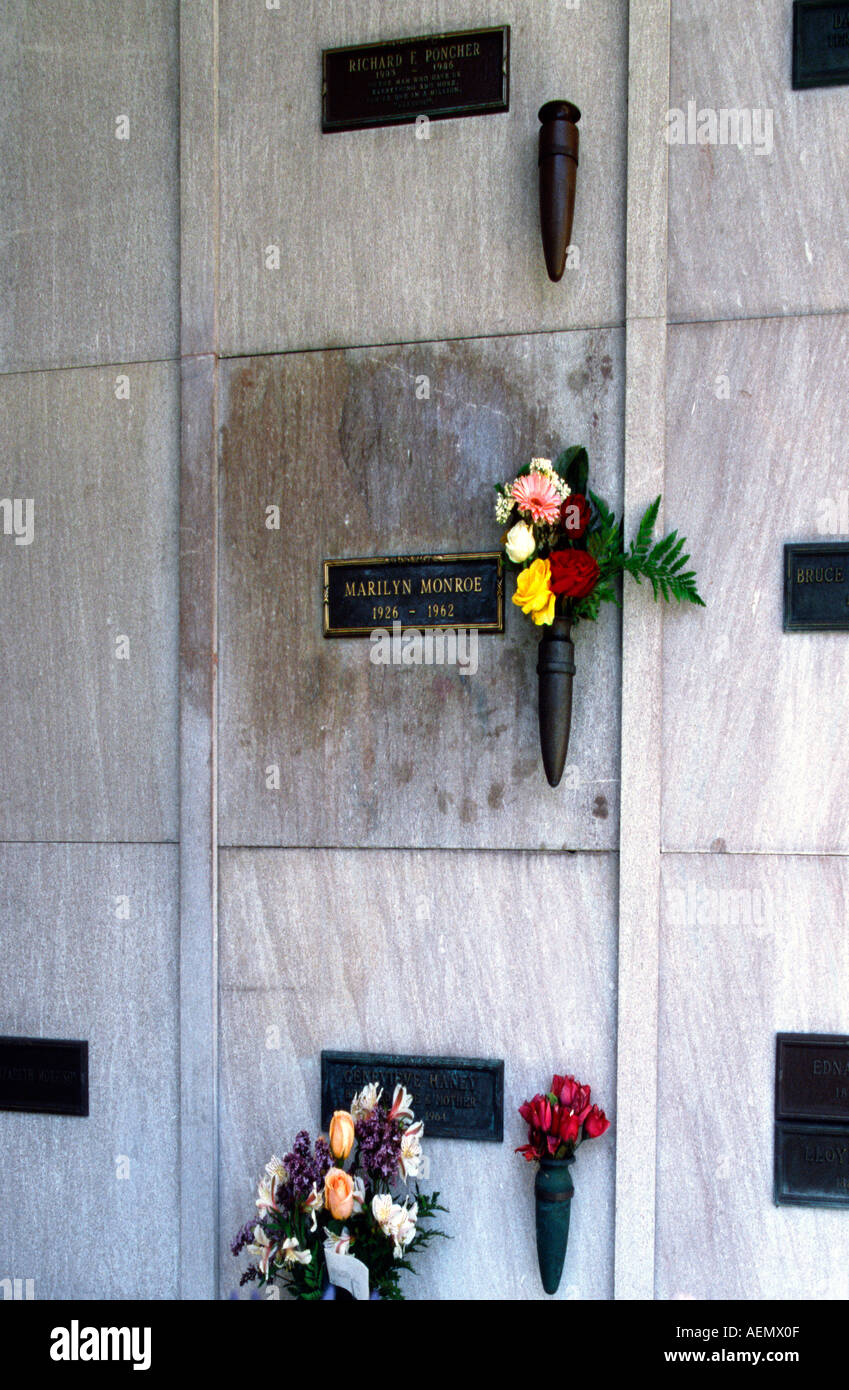 Schauspielerin Marilyn Monroes Grab Westwood Memorial Friedhof Los Angeles Kalifornien USA Stockfoto