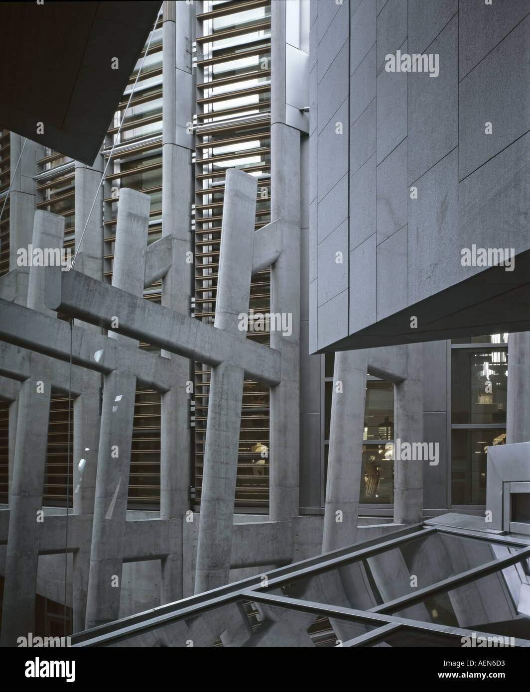 Das schottische Parlament, Edinburgh, Schottland. Äußere Detail. Architekt: Scorpion-RMJM Stockfoto