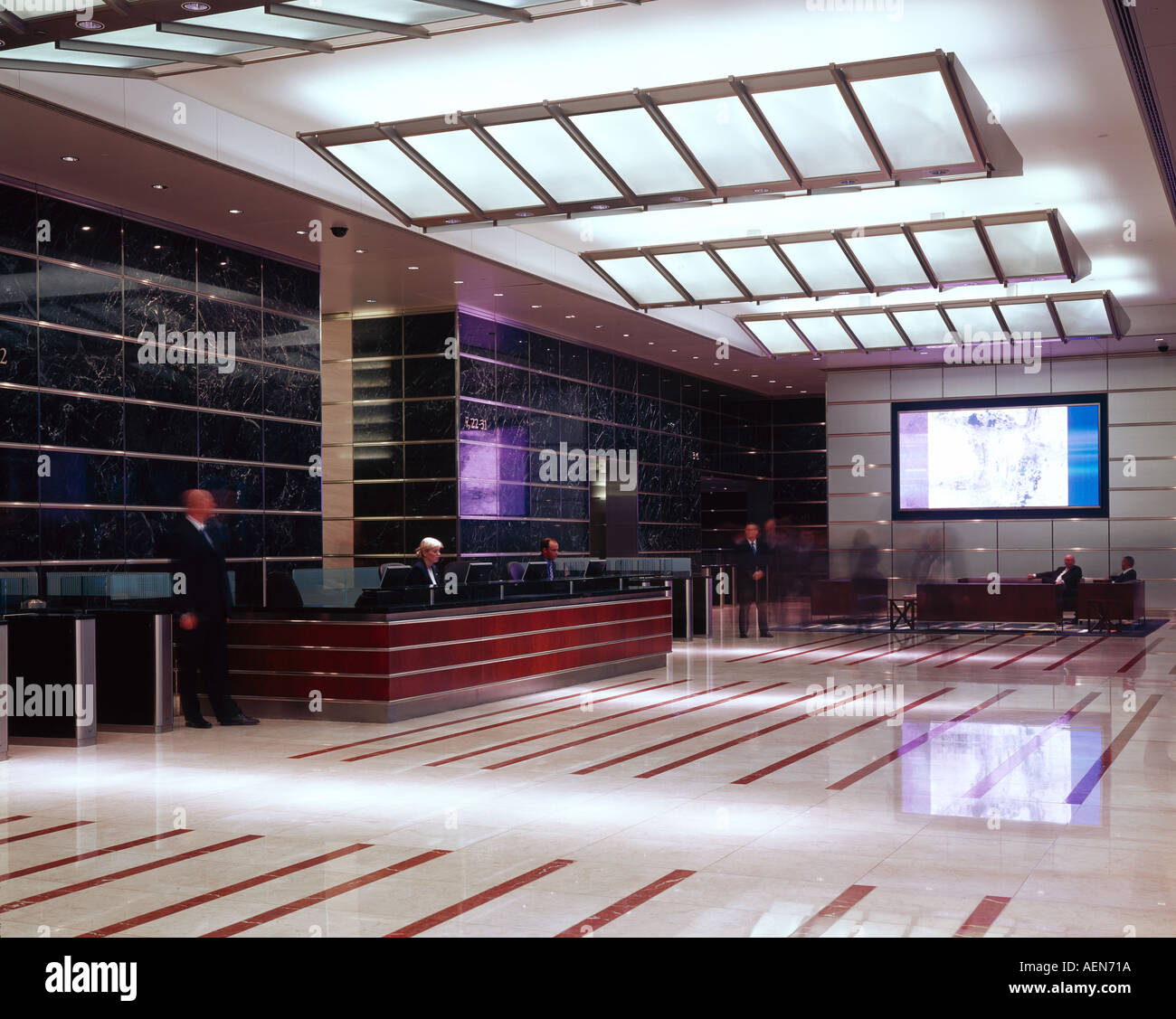 Lehman Brothers, 25 Bank Street, Canary Wharf, London, 2004. Rezeptionsbereich. Architekt: Swanke Hayden Connell Stockfoto