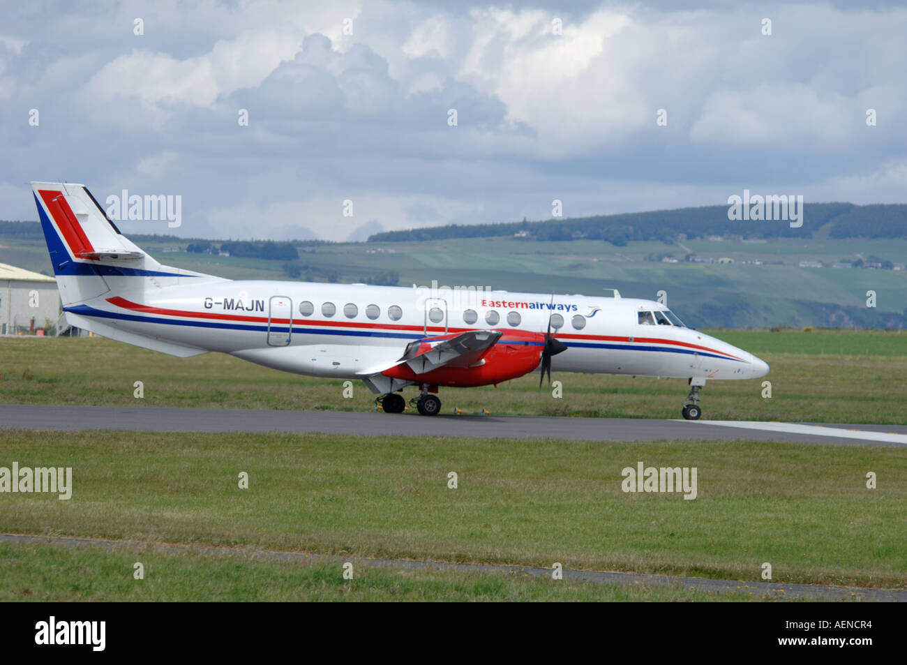 Eastern Airways BAe Jetstream 41 Registrierung G-MAJN. Abfahrt Flughafen Aberdeen Dyce. Schottland.   XAV-686 Stockfoto