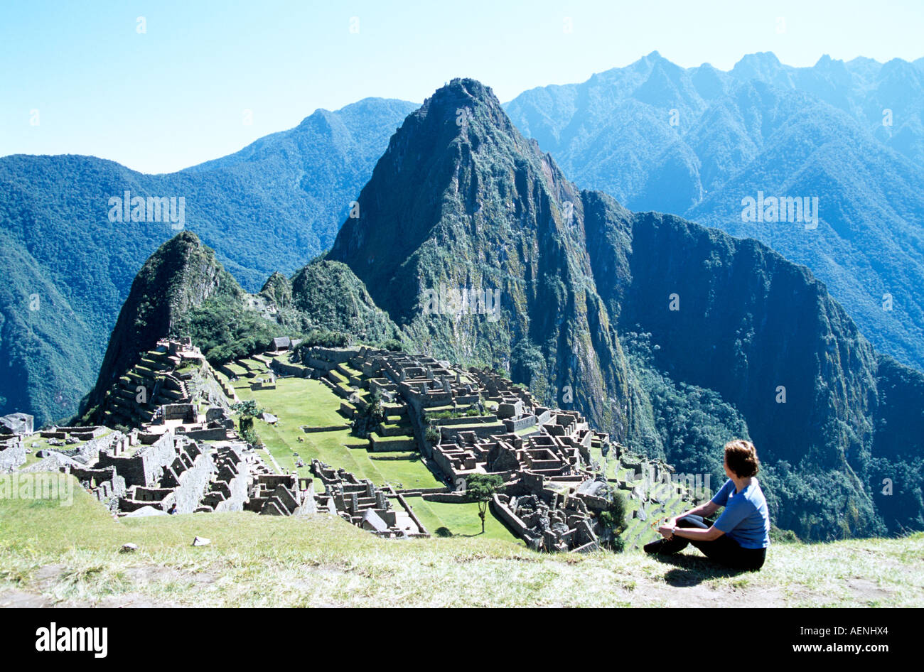 Inkaruinen Machu Picchu und Huayna Picchu, Peru Stockfoto