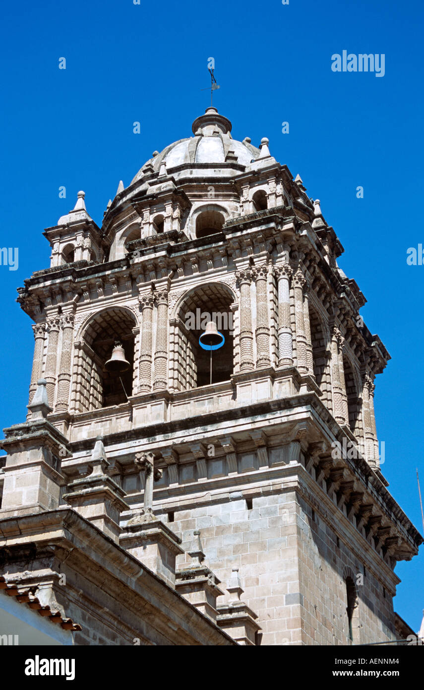 Verzierten Glockenturm, Iglesia De La Merced, Marques (Marquez) Mantas, Cusco, Peru Stockfoto