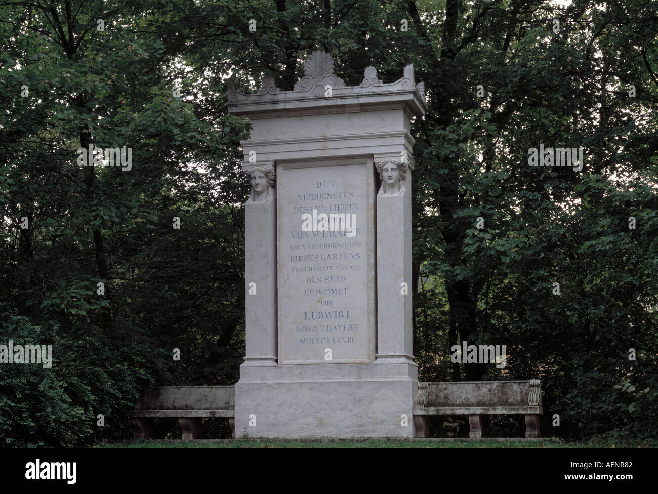 München, englischen Garten, Werneck-Denkmal Stockfoto