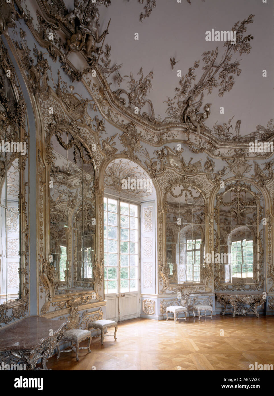 München, Schloßpark Nymphenburg, Amalienburg, Spiegelsaal Stockfoto