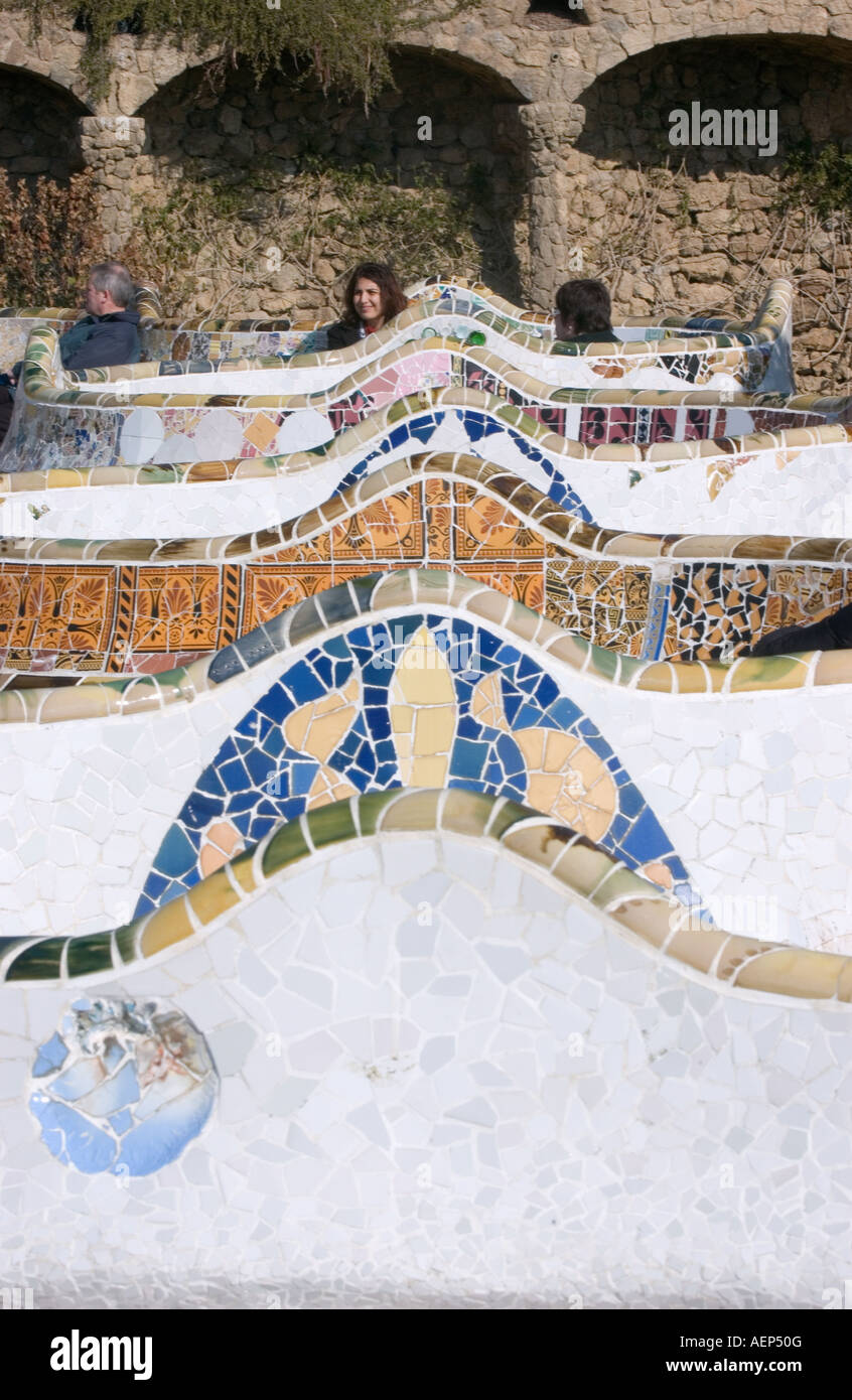 Parc Güell in Barcelona von Gaudi entworfen Stockfoto