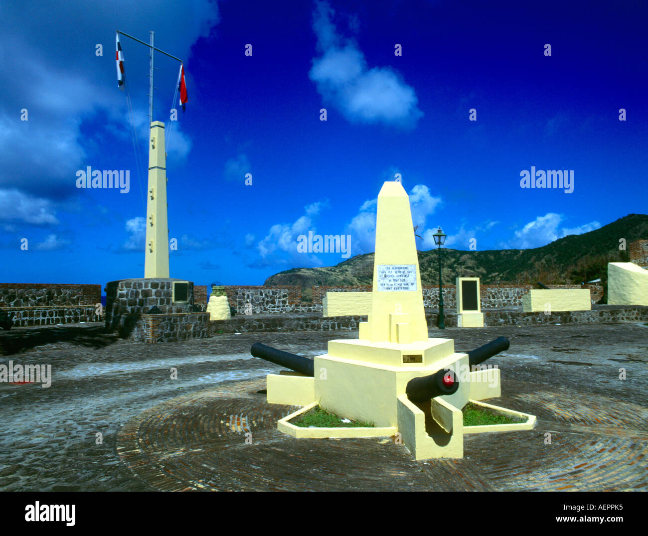 Niederländische Antillen St Eustatius Fort Oranje Stockfoto