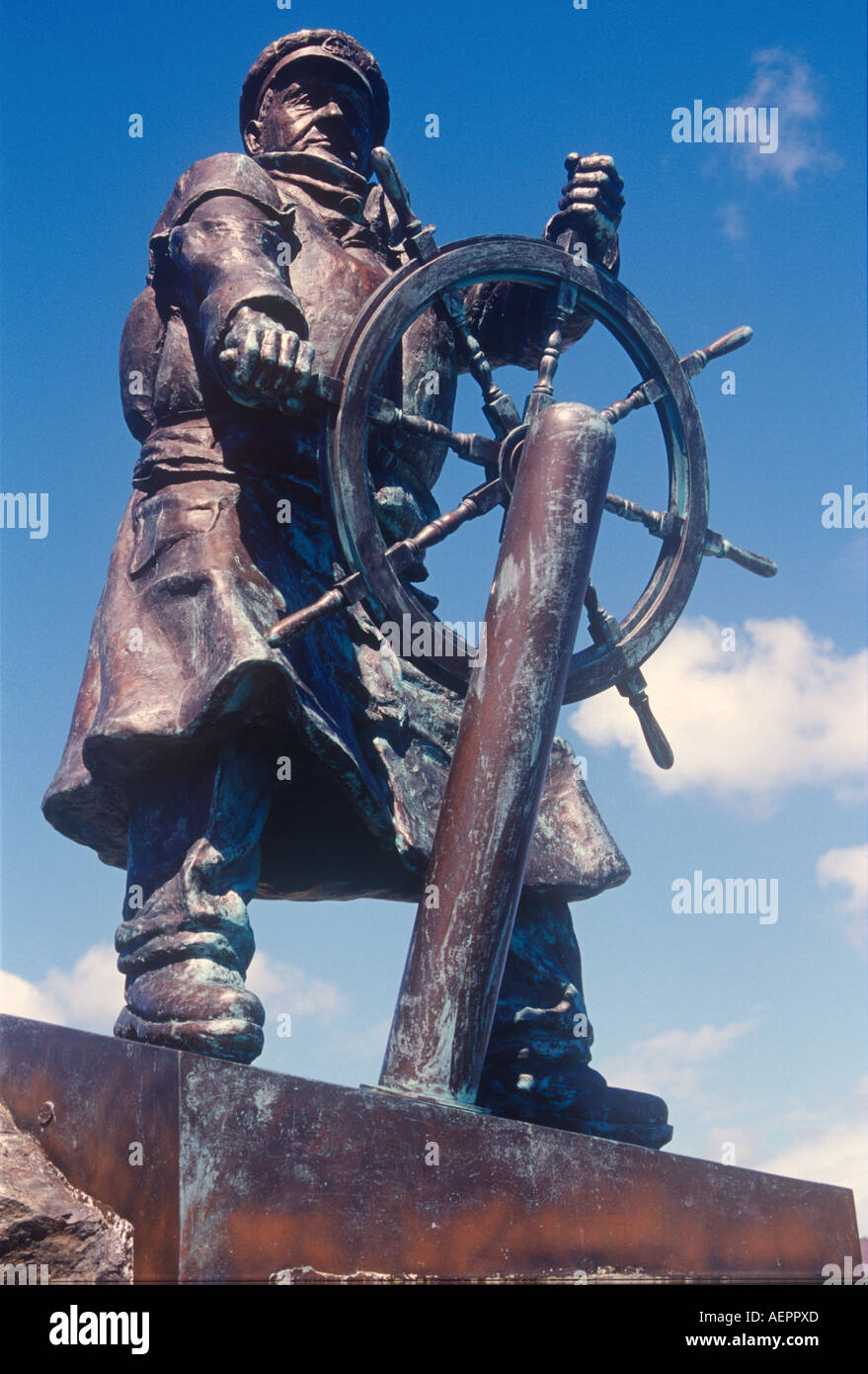 Statue von Rettungsboot Held Richard Evans Moelfre Anglesey North West Wales Stockfoto