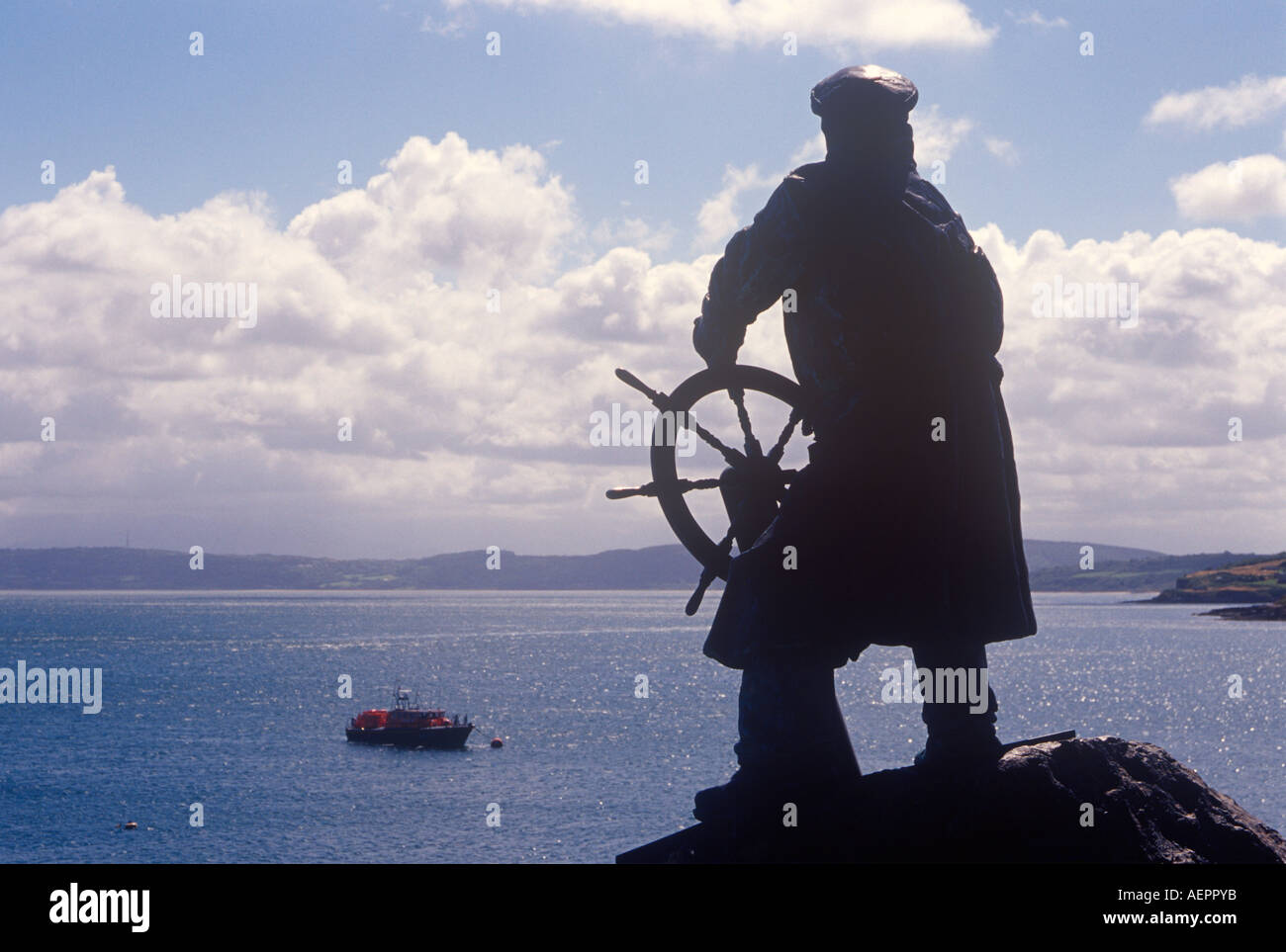 Statue von Rettungsboot Held Richard Evans Moelfre Anglesey North West Wales Stockfoto