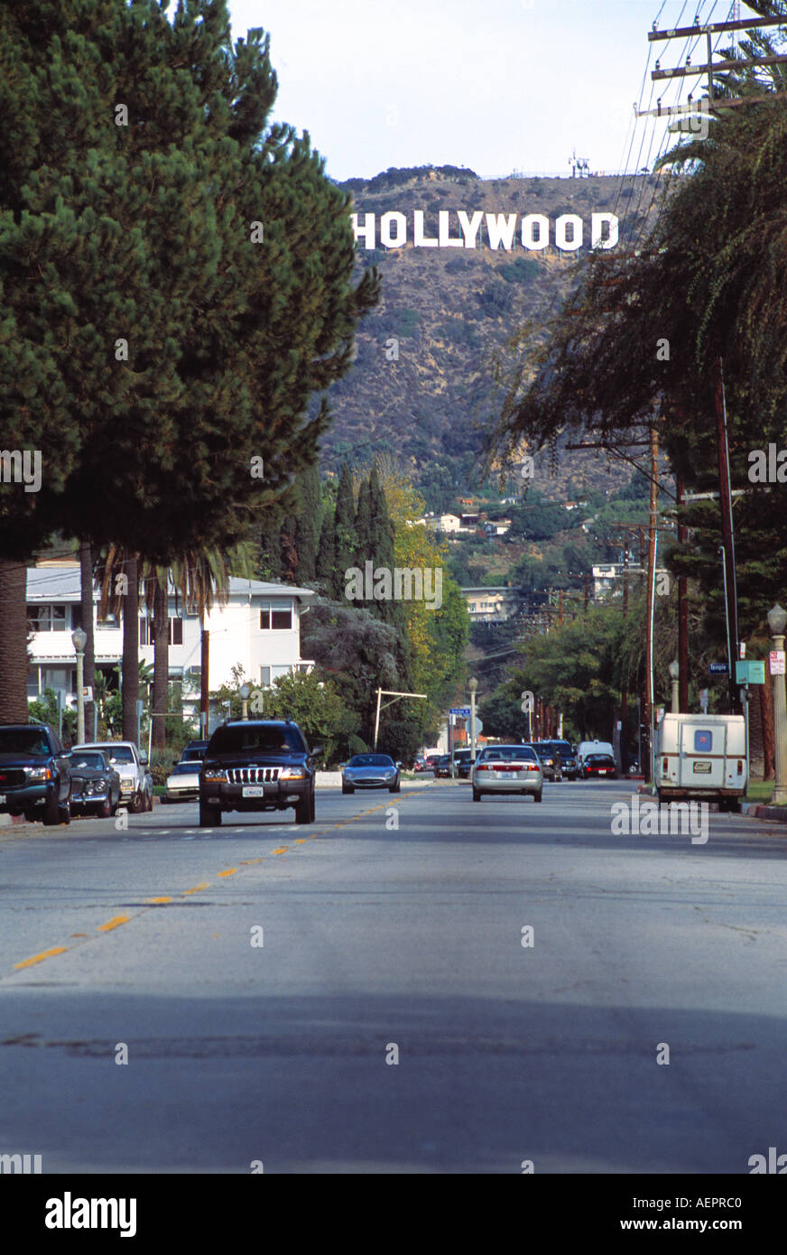 Hollywood-Schriftzug von LA street Stockfoto