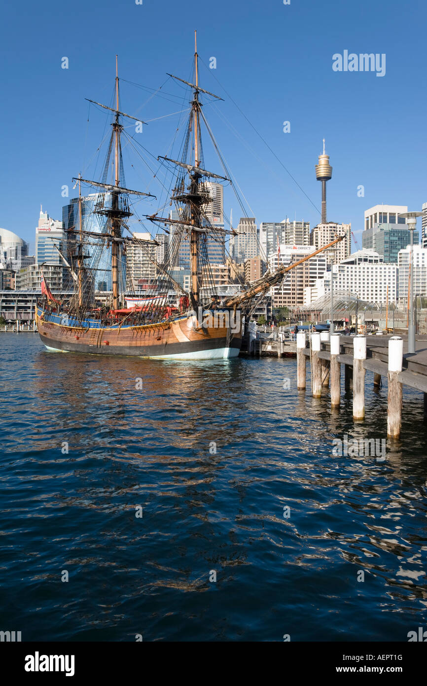 Pyrmont Bay, Sydney CBD mit historisches Schiff, Australien Stockfoto