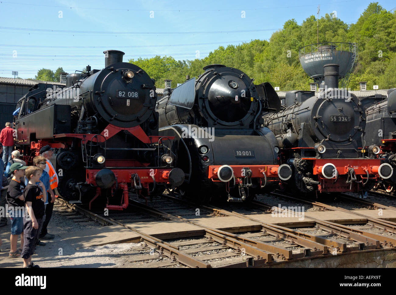 Dampflokomotiven auf das Eisenbahnmuseum in Bochum, Deutschland. Stockfoto