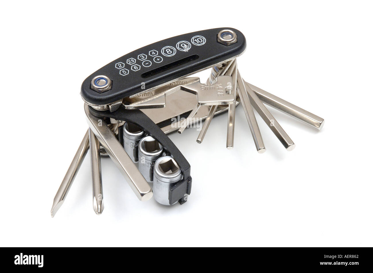 Multifunktionale Fahrrad-Reparatur-toolkit Stockfoto