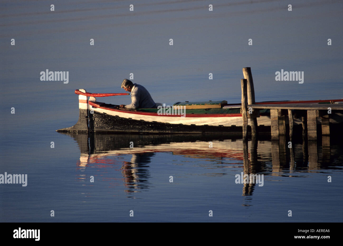 See von la Albufera Boot Albufera Valencia Spanien Stockfoto