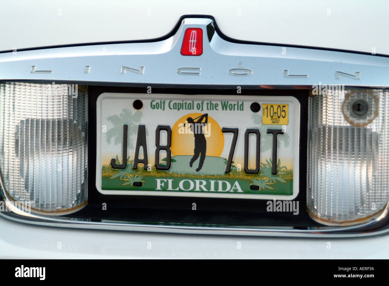 personalisierte Kennzeichen auf Lincoln Auto Golf-Hauptstadt der Welt-Florida-Vereinigte Staaten von Amerika-USA Stockfoto