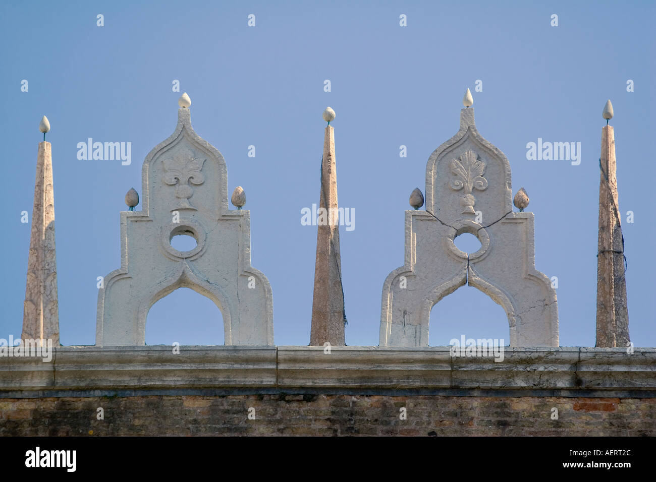 Dach-Detail des herzoglichen Palast Venedig Italien Stockfoto