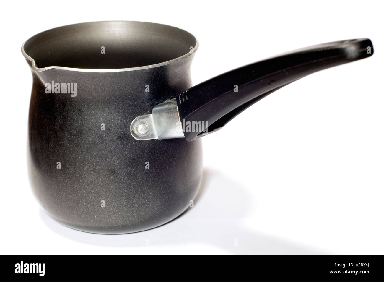 Serie Objekt auf weißen Küchenutensil Black Coffee pot Stockfoto