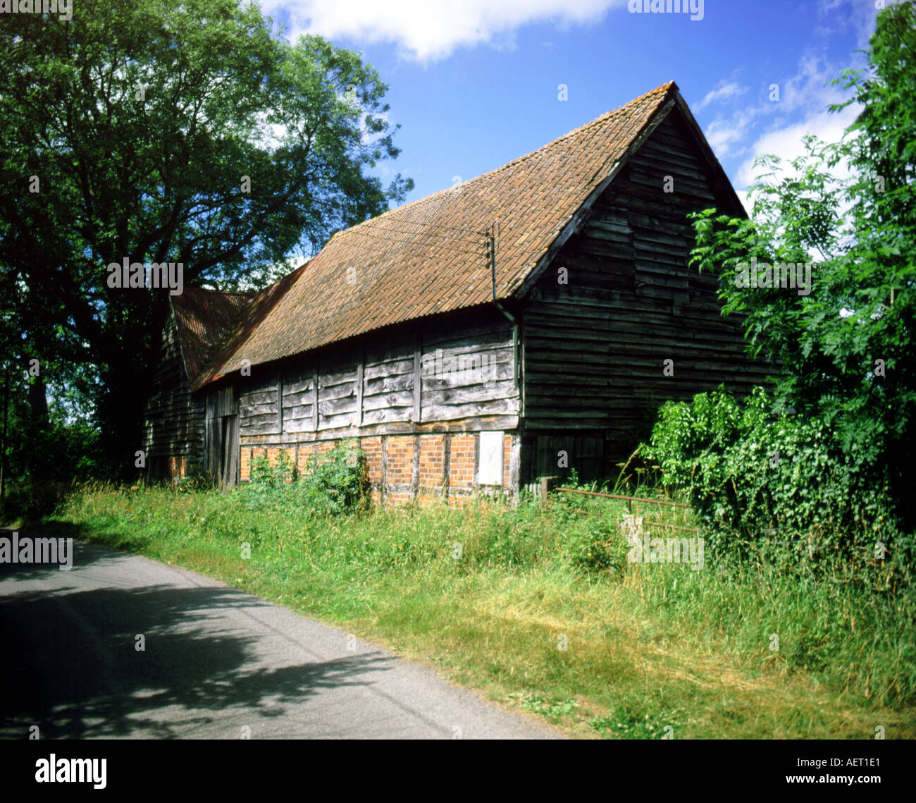 Rote gemauerte und hölzerne Scheune Lower Breinton in der Nähe von Hereford England Stockfoto