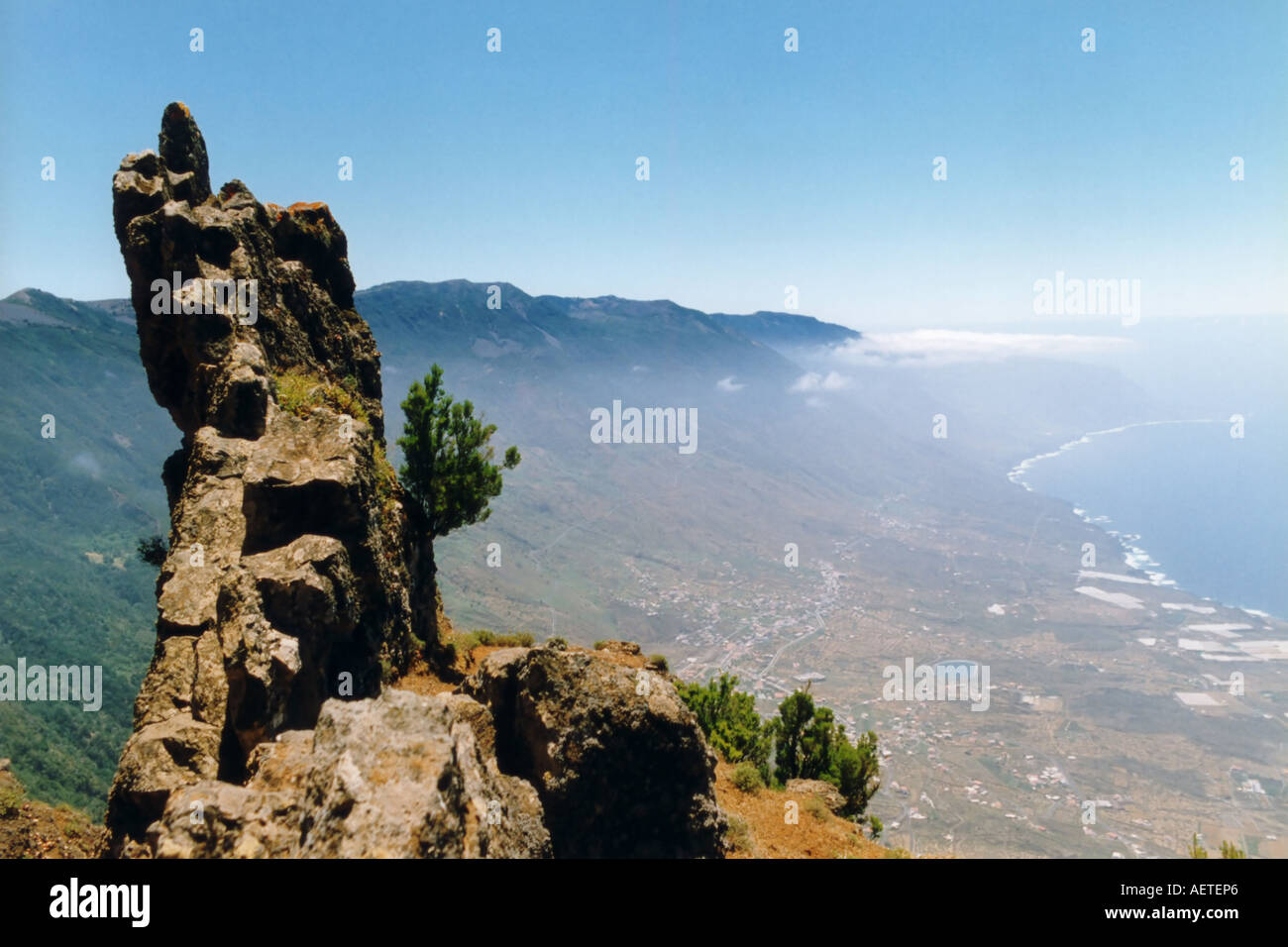 Der Blick über El Golfo Stockfoto