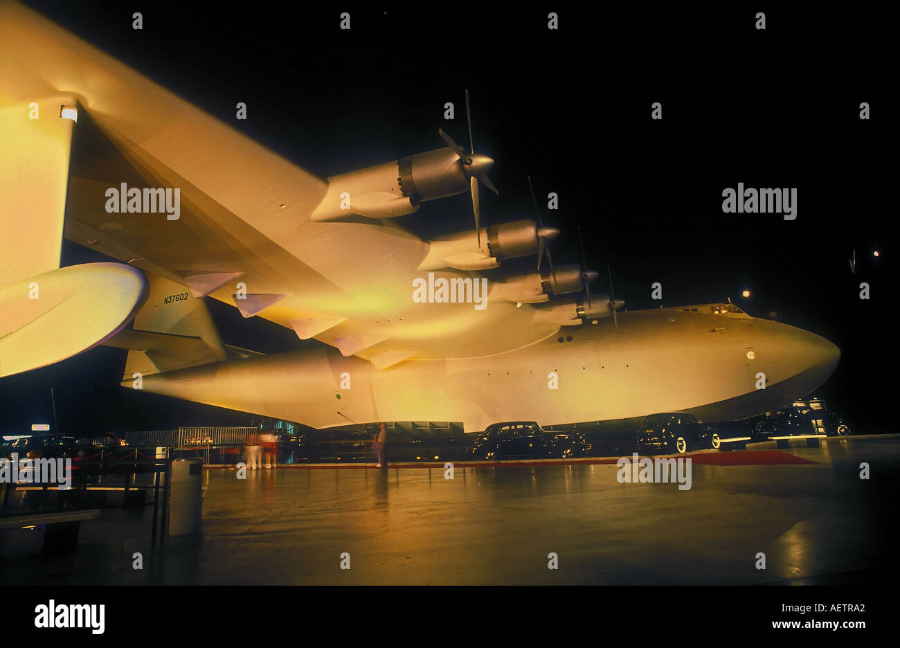 Weltweit größte Wasserflugzeug entworfen und gebaut von Howard Hughes die Spruce Goose in Long Beach in Kalifornien, USA Stockfoto