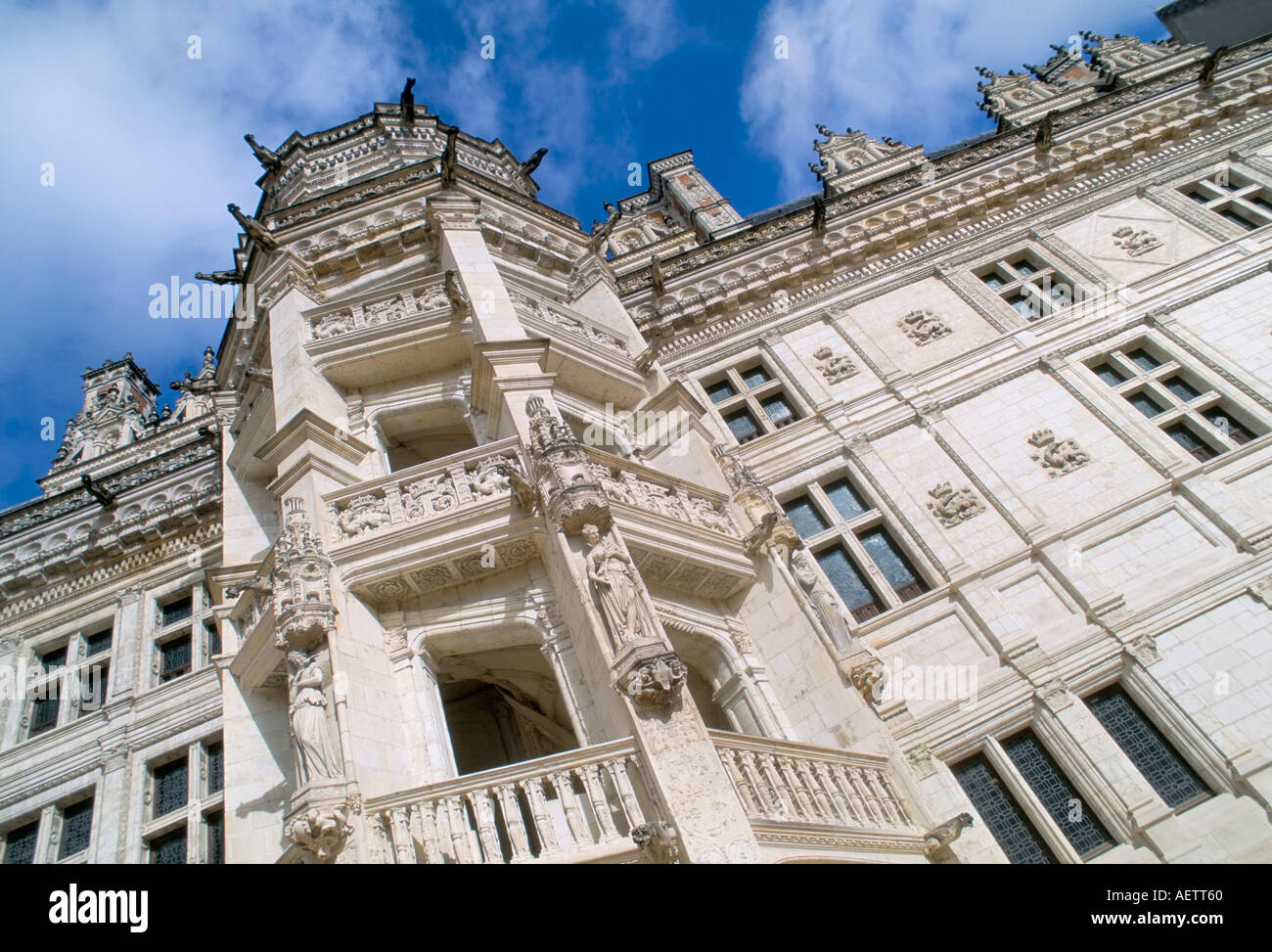 Francois 1er Francis 1. Treppe Schloss von Blois Pays de Loire Loiretal Frankreich Europa Stockfoto