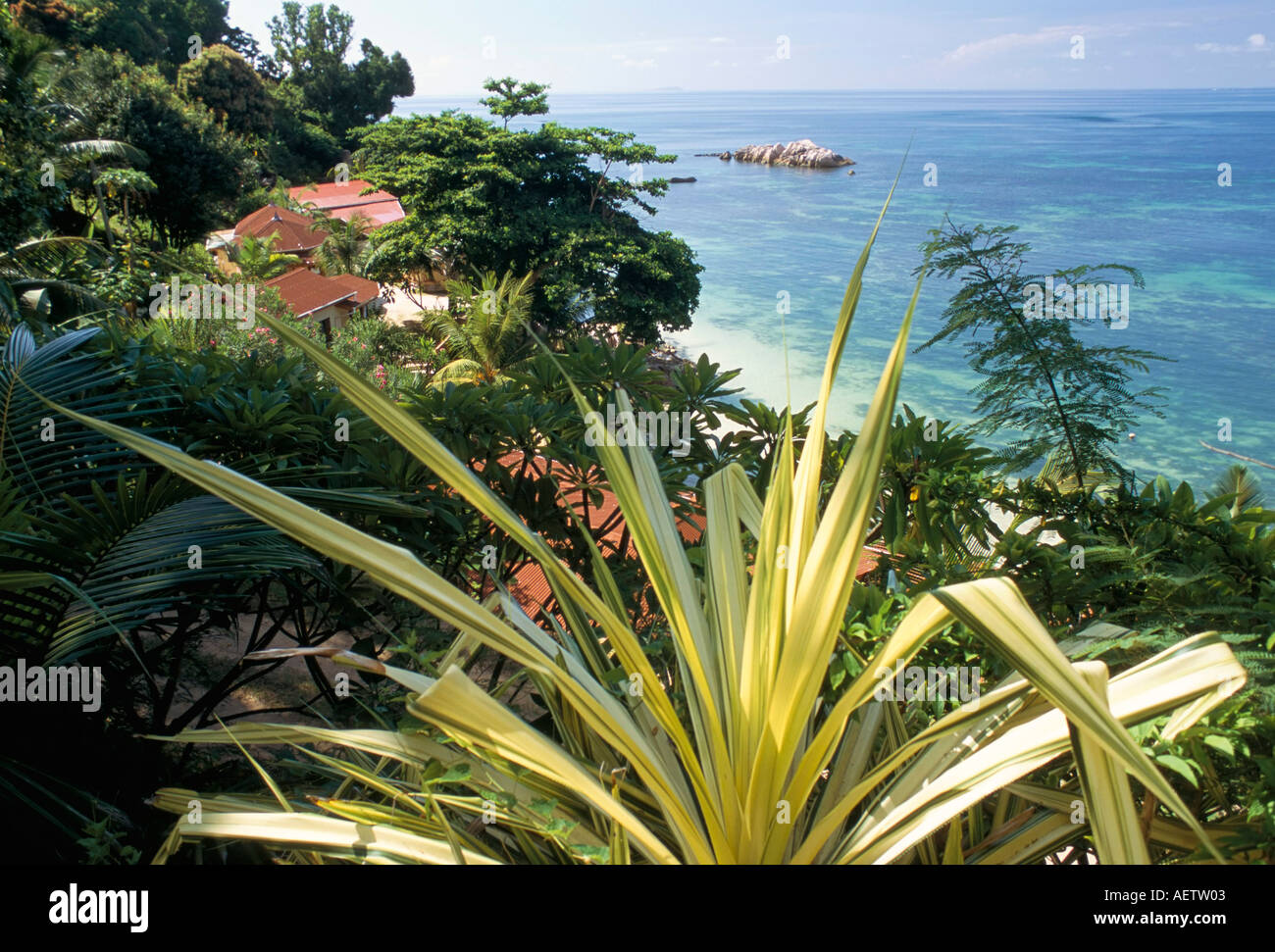 Lazio Strand Chevalier Bucht Nordwestküste Insel Praslin Seychellen Indischer Ozean Afrikas Stockfoto