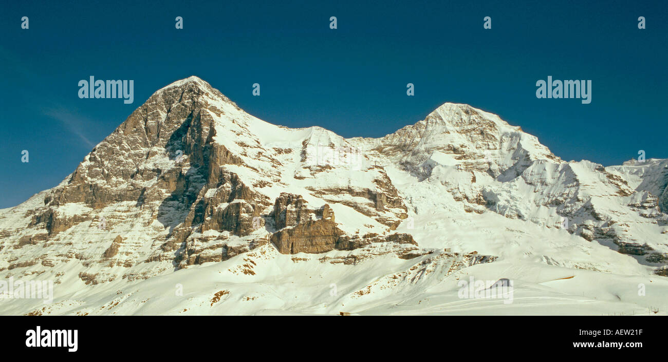 Schweiz-Schweizer Alpen-Berner Alpen-Eiger 3970m Moench 4099mn Stockfoto