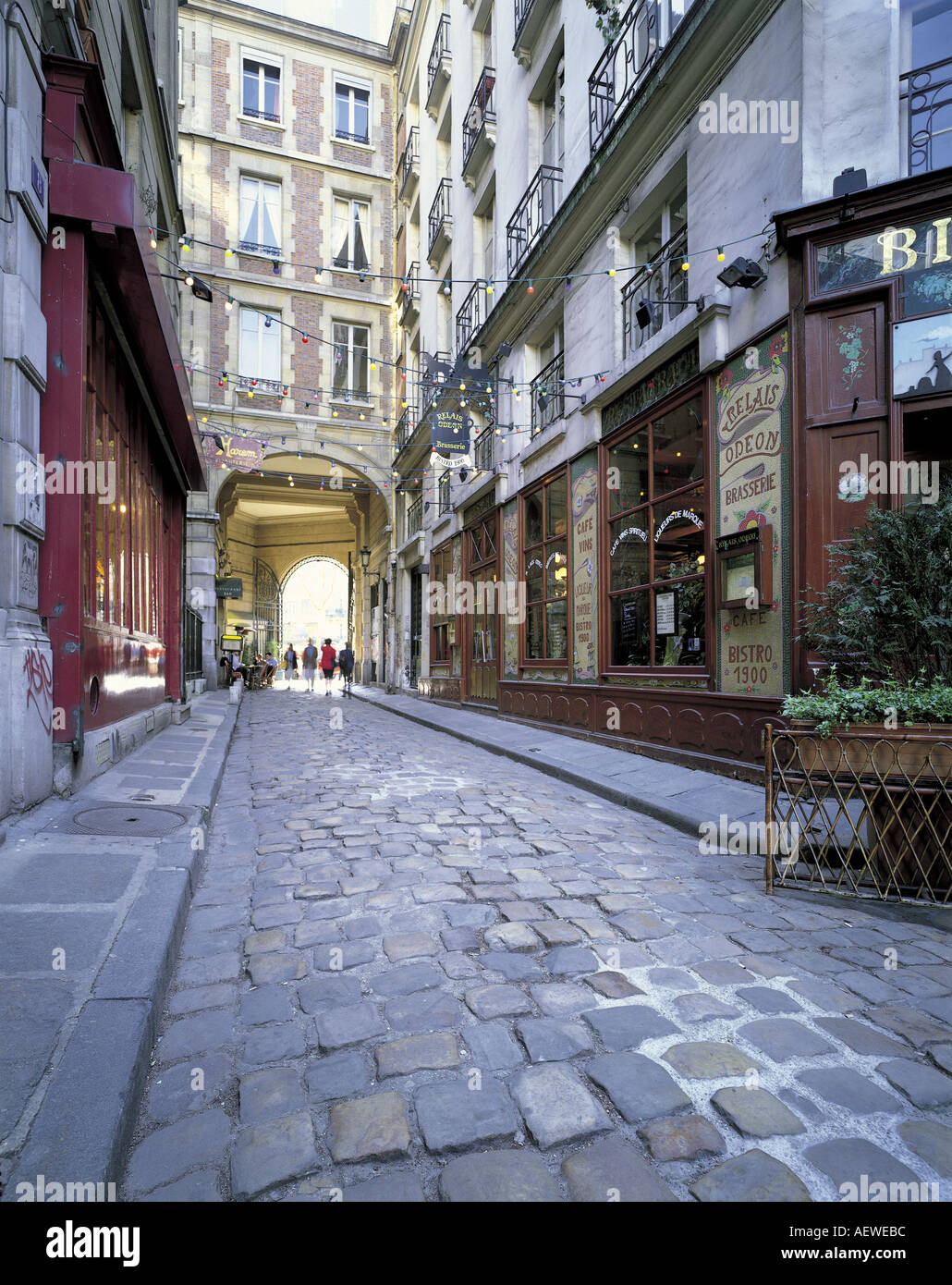 Stein-Pflaster von Cour du Commerce St Andre PARIS Frankreich Stockfoto