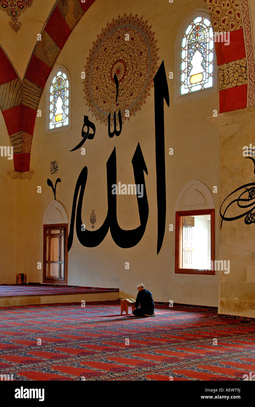 Gebet am Eski Cami, alte Moschee Edirne, Türkei Stockfoto