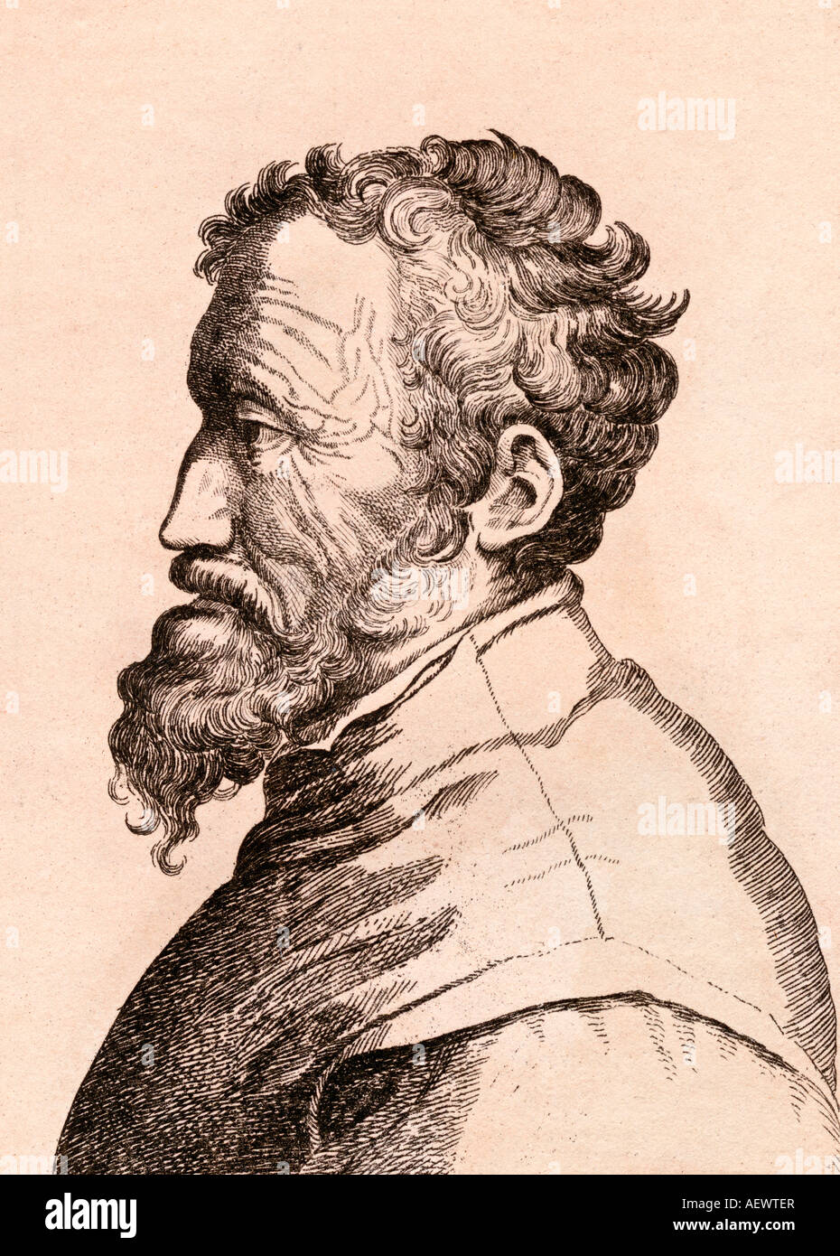 Michelangelo di Lodovico Buonarroti Simoni, 1475 – 1564, italienischer Bildhauer, Maler, Architekt und Dichter der Hochrenaissance. Stockfoto