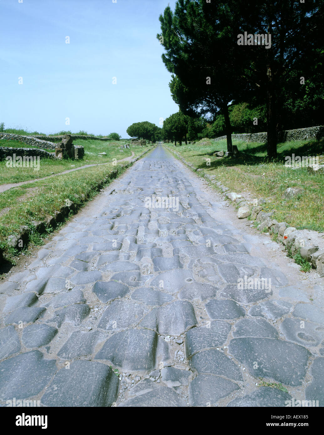 Original Steinpflaster Via Appia Antica ROMA Italien Stockfoto