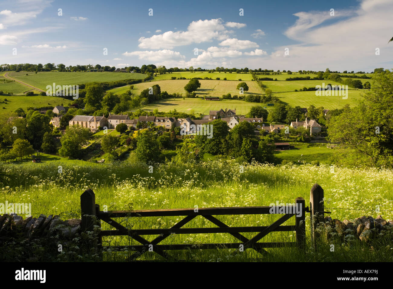 Die Cotswold Dorf Naunton, Cotswolds, Gloucestershire, UK Stockfoto