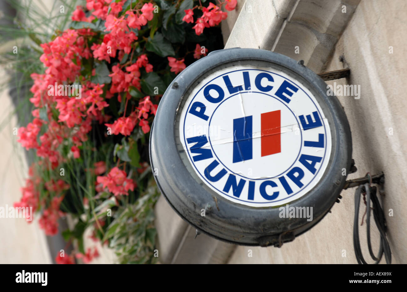 Police Municipale Zeichen, Frankreich Stockfoto
